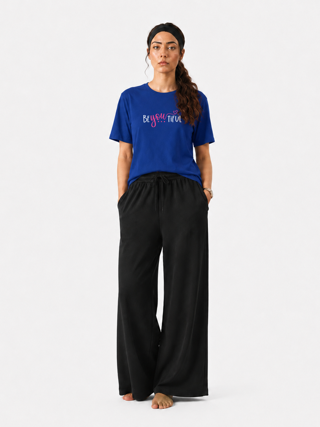 Women’s Royal Blue Graphic T-Shirt & Wide Leg Pants Set