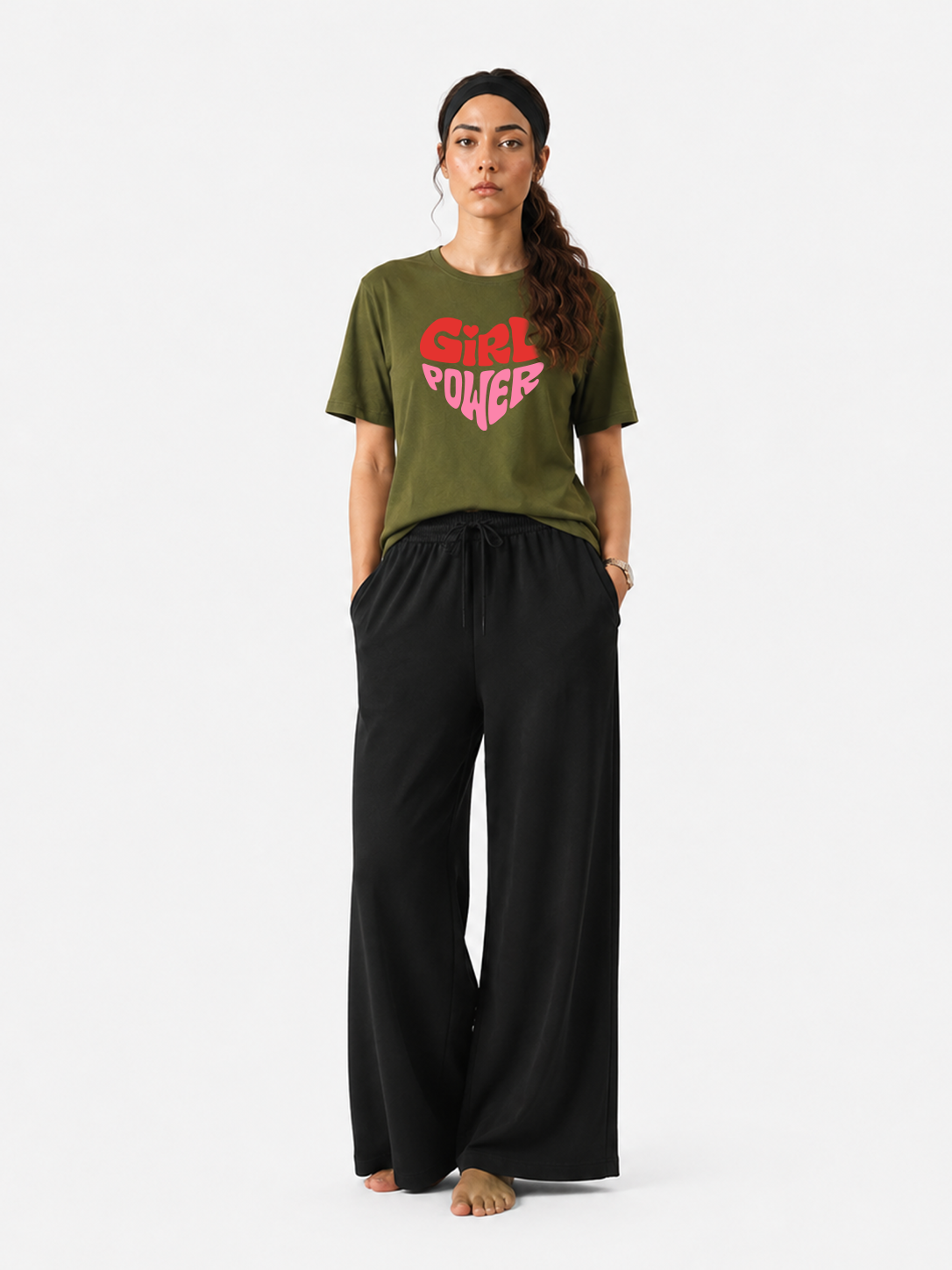 Women’s Girl Power Graphic T-Shirt & Wide Leg Pants Set