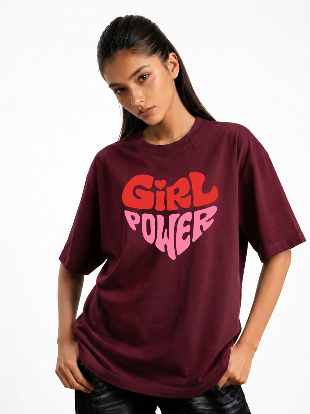 Wome's Girls Power Graphic Oversized T-Shirt