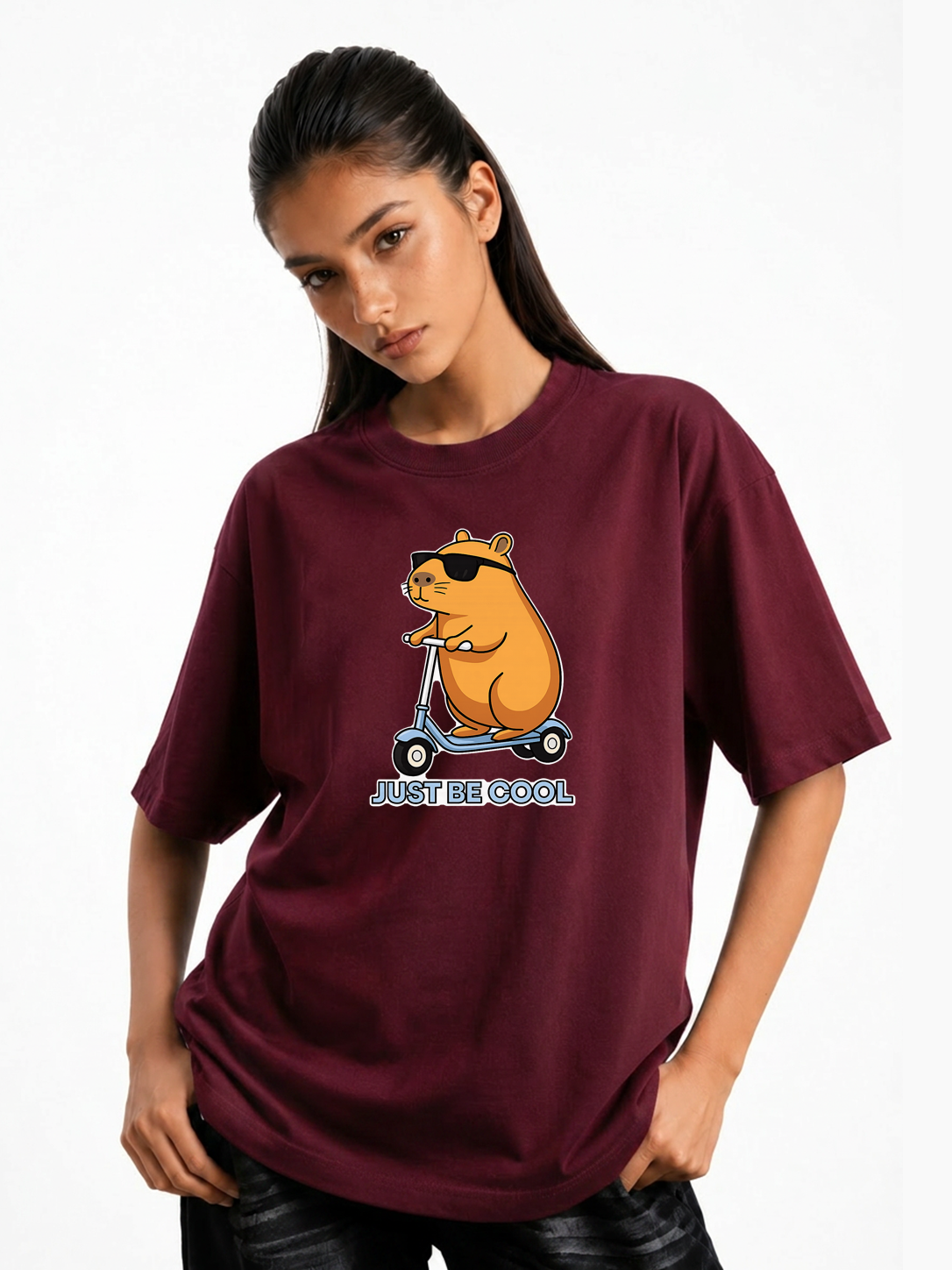 Women's Just Be Cool Graphic Oversized Tshirt