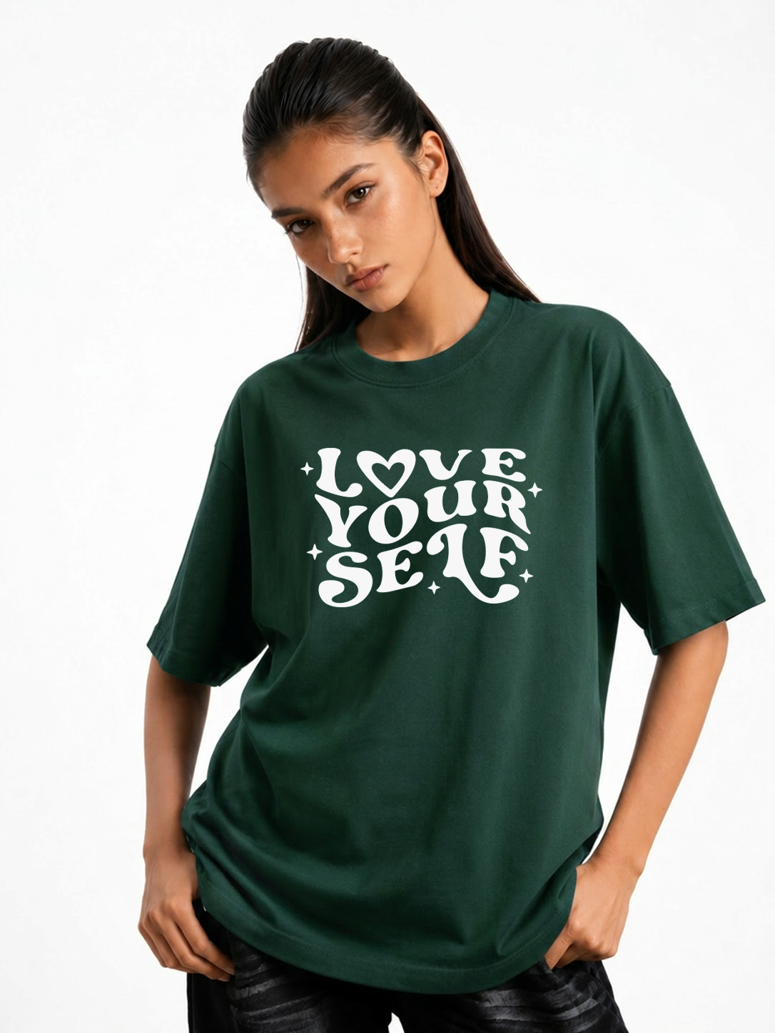Women's Love Your Self Graphic Oversized T-Shirt