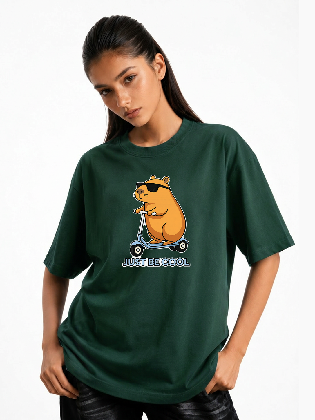 Women's Just Be Cool Graphic Oversized Tshirt