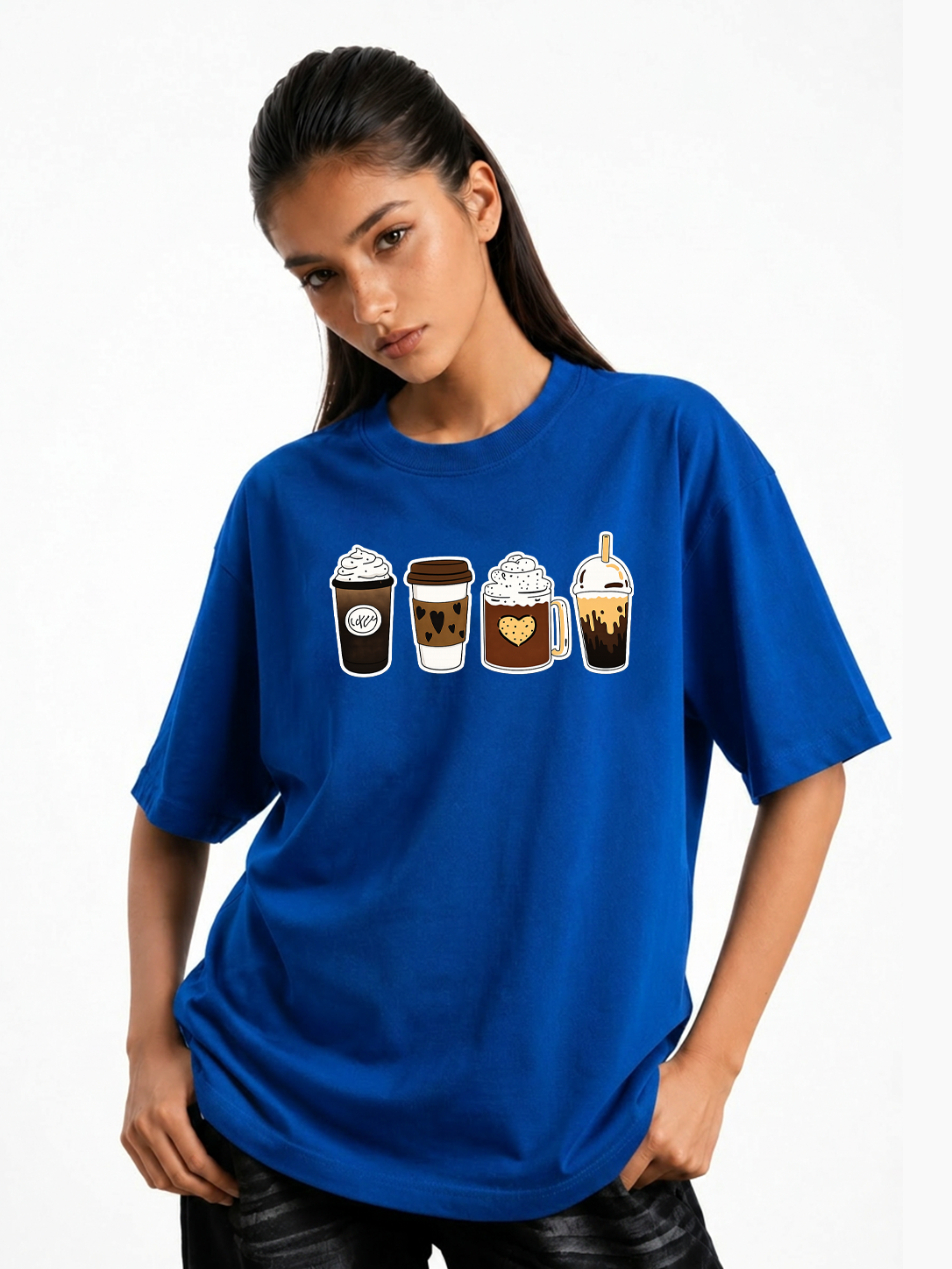 Women's Coffee Lover Graphic Oversized T-Shirt