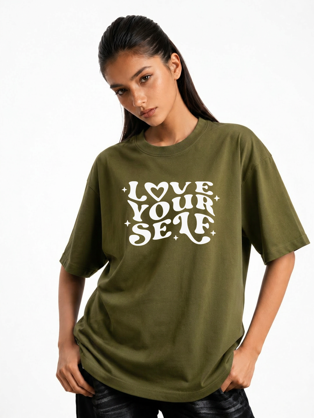 Women's Love Your Self Graphic Oversized T-Shirt