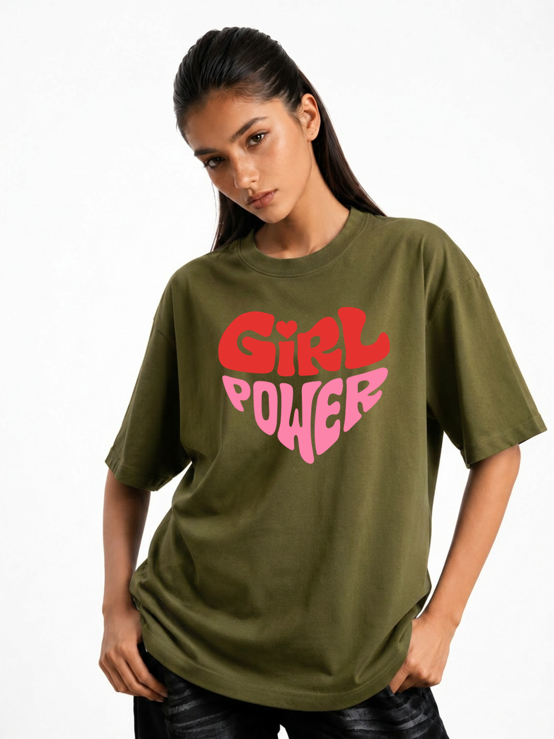 Wome's Girls Power Graphic Oversized T-Shirt