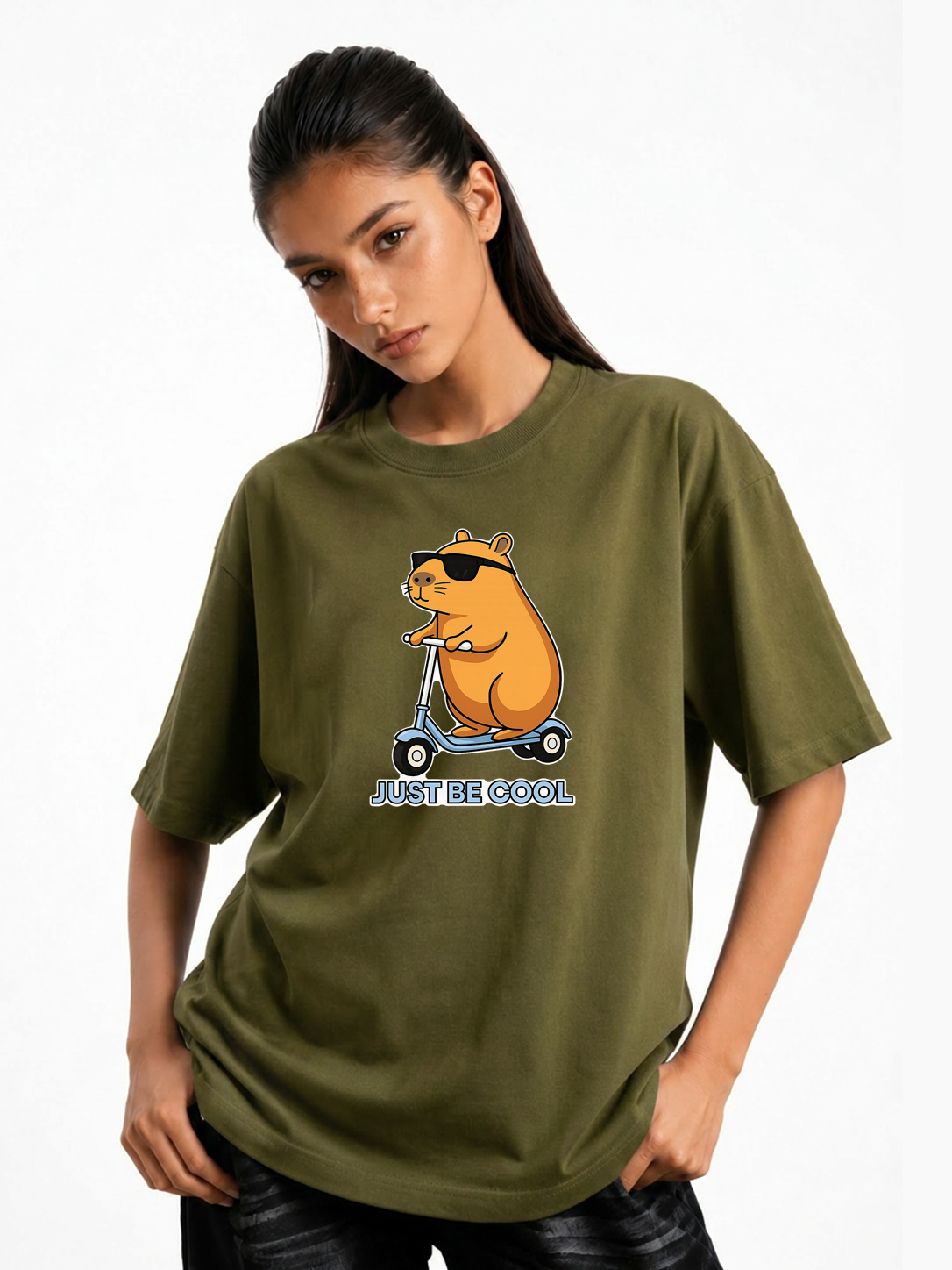 Women's Just Be Cool Graphic Oversized Tshirt