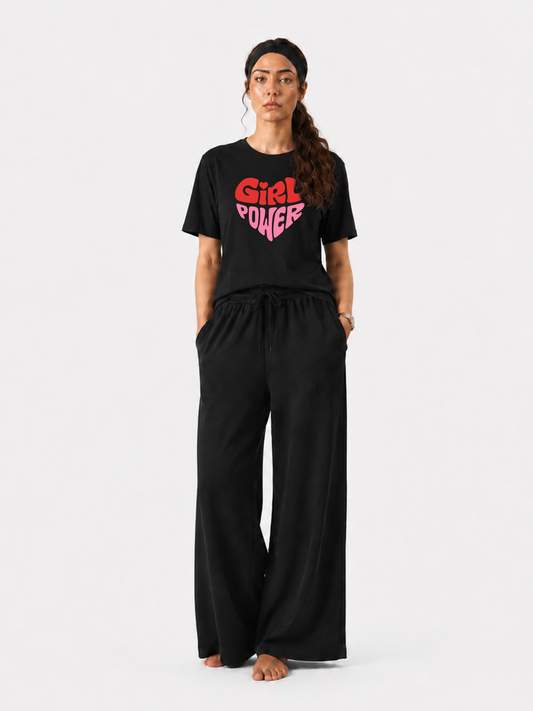 Women’s Girl Power Graphic T-Shirt & Wide Leg Pants Set