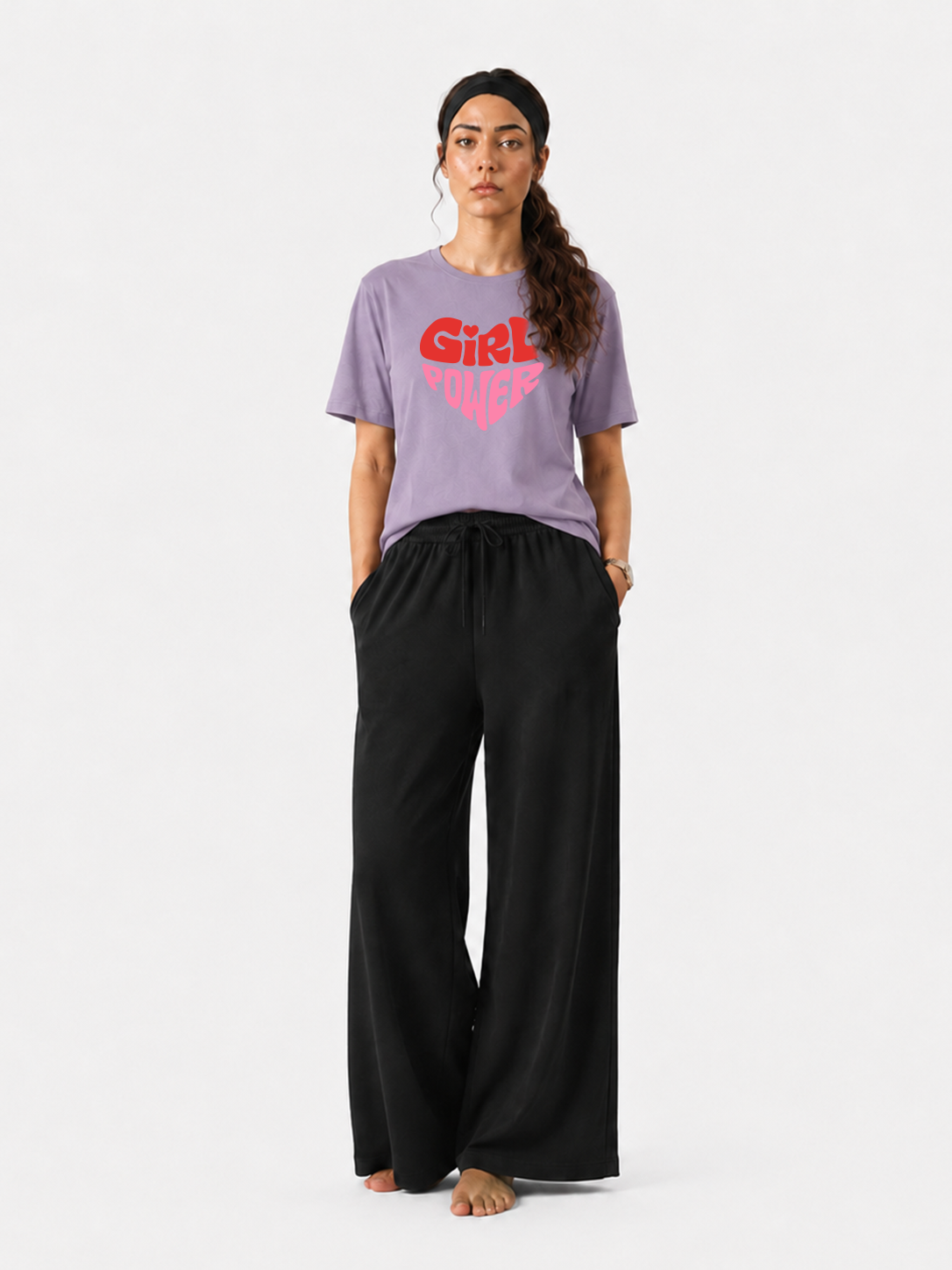 Women’s Girl Power Graphic T-Shirt & Wide Leg Pants Set