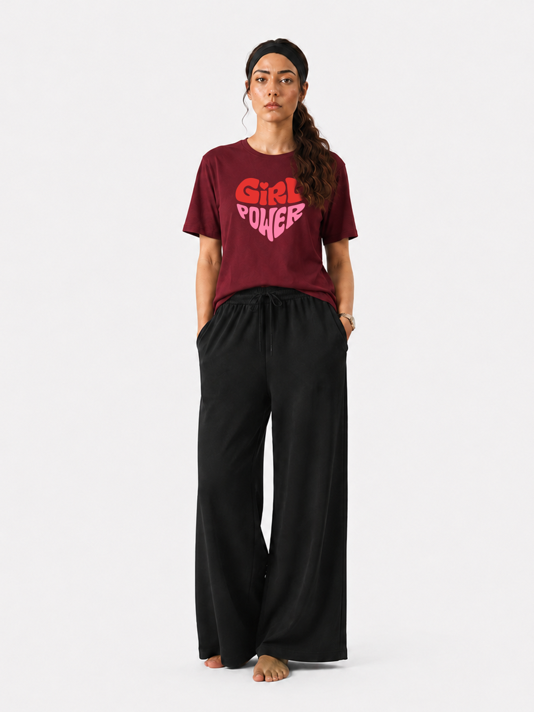Women’s Girl Power Graphic T-Shirt & Wide Leg Pants Set