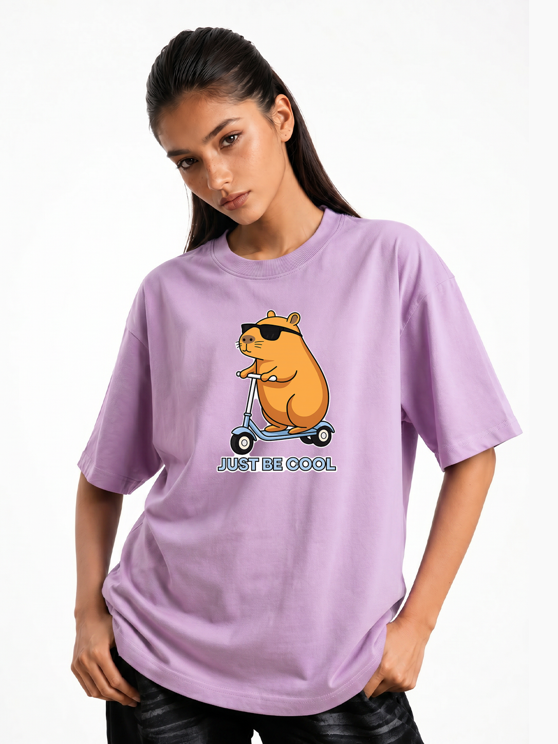 Women's Just Be Cool Graphic Oversized Tshirt