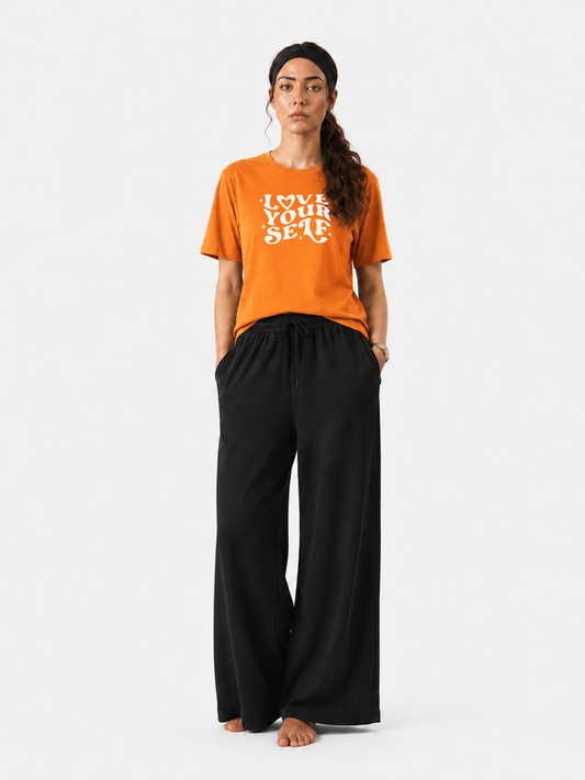 Women’s Love Yourself Graphic T-Shirt & Wide Leg Pants Set