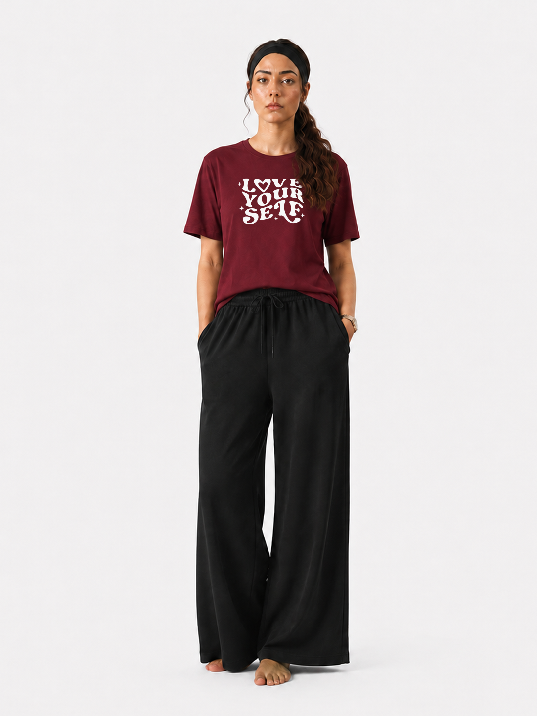 Women’s Love Yourself Graphic T-Shirt & Wide Leg Pants Set