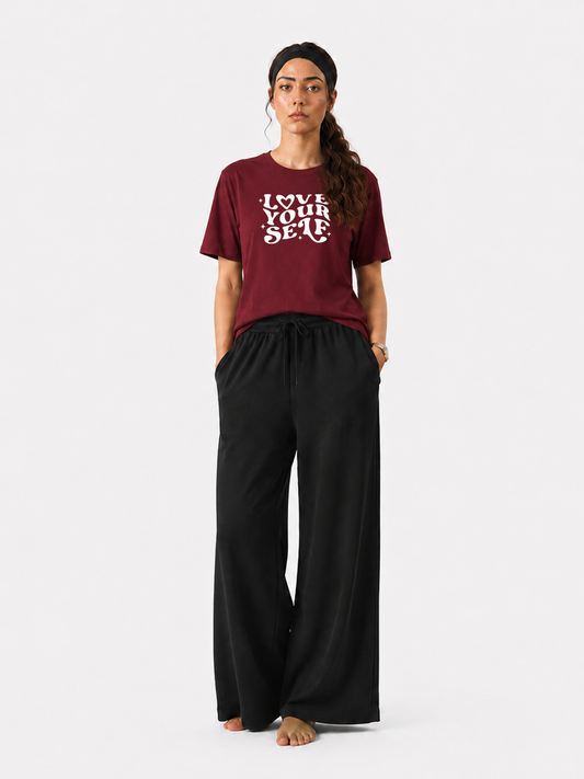 Women’s Love Yourself Graphic T-Shirt & Wide Leg Pants Set