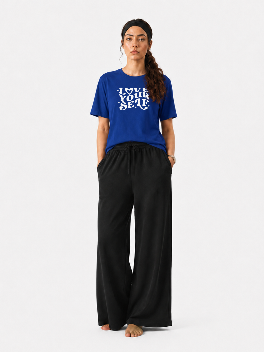 Women’s Love Yourself Graphic T-Shirt & Wide Leg Pants Set