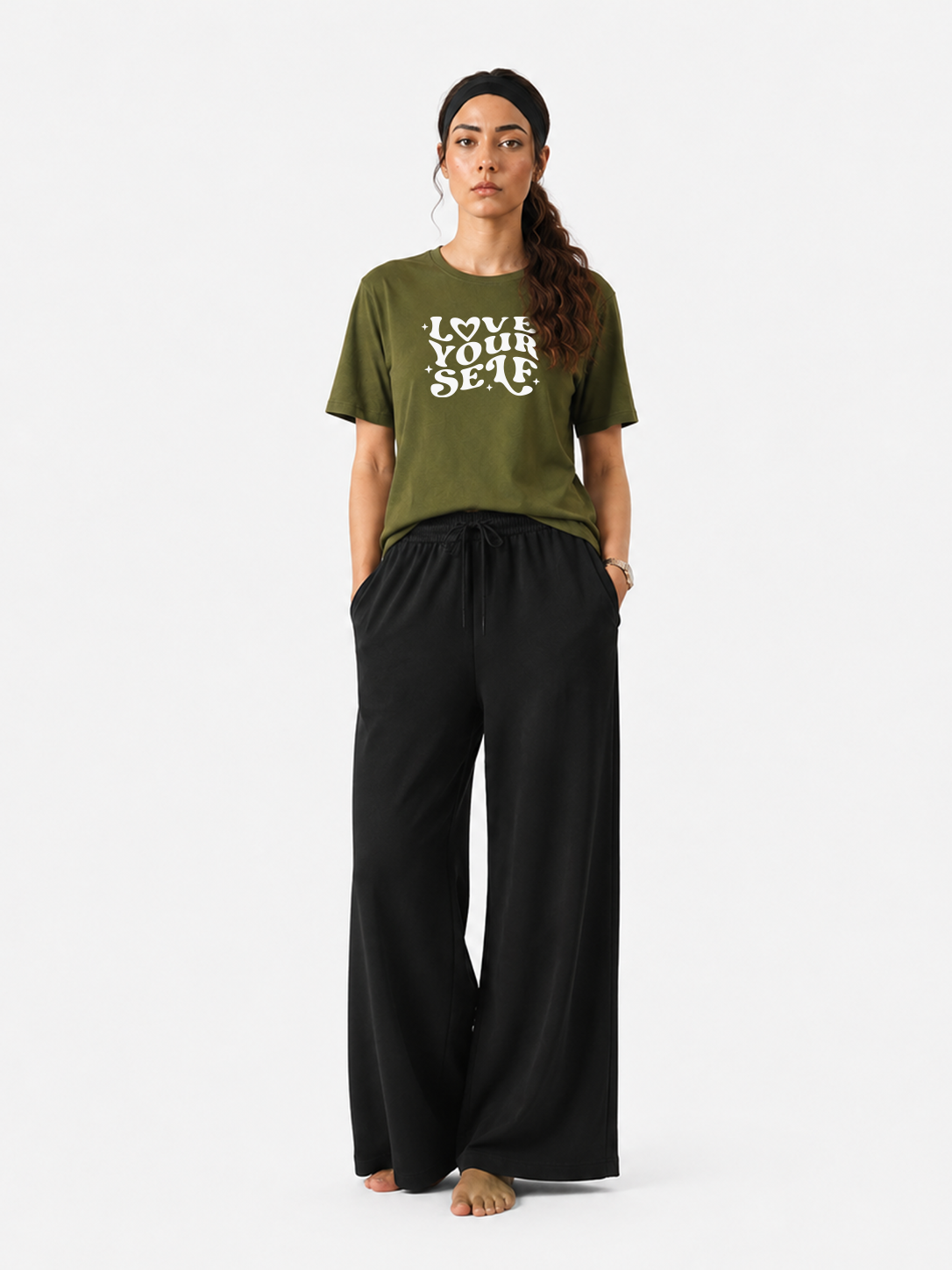 Women’s Love Yourself Graphic T-Shirt & Wide Leg Pants Set