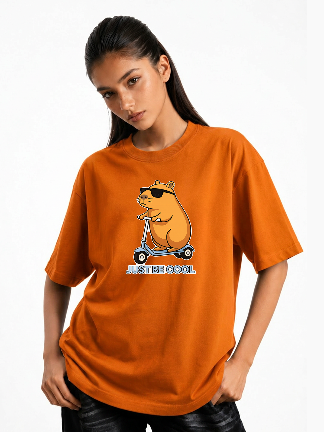 Women's Just Be Cool Graphic Oversized Tshirt