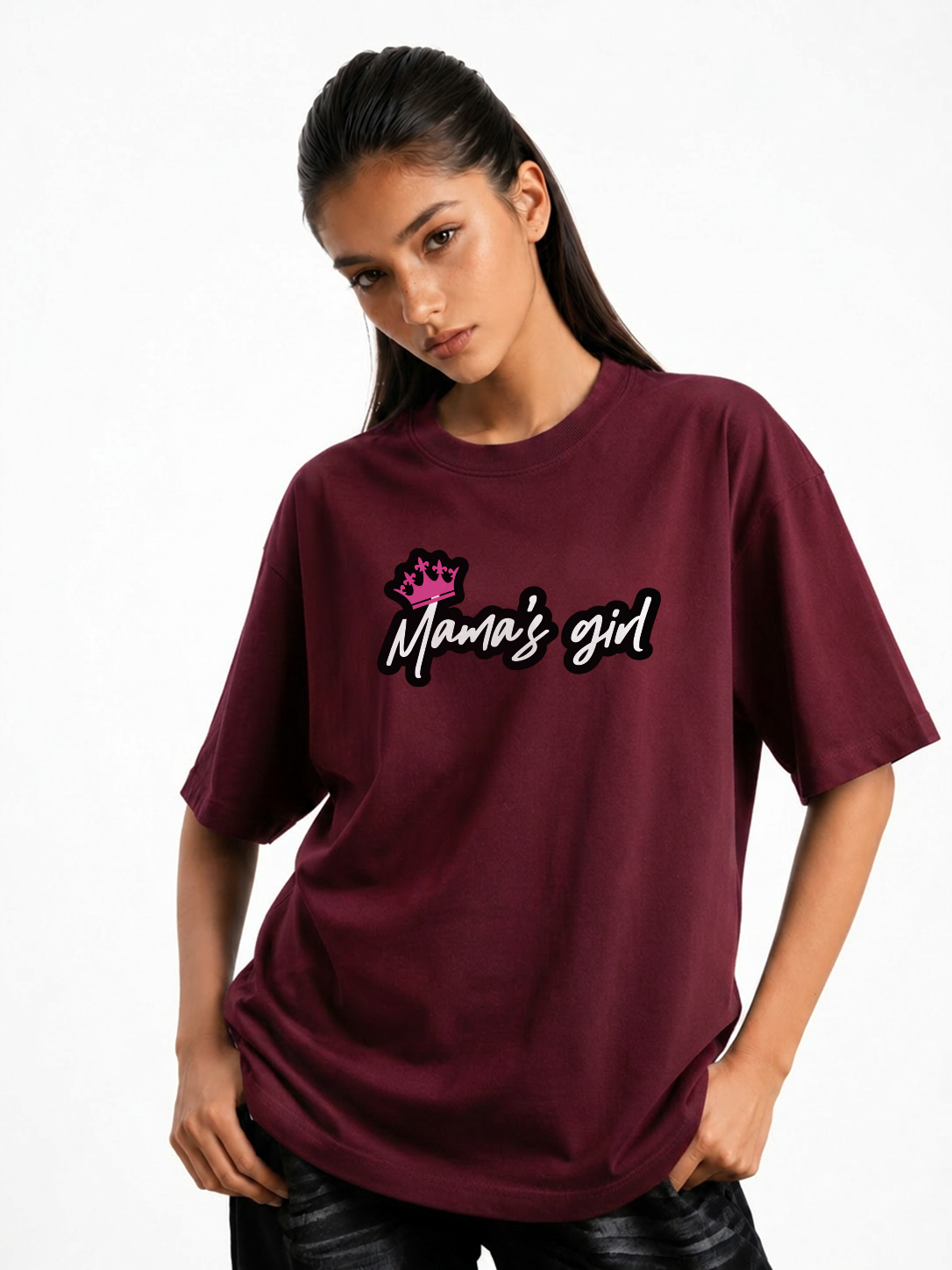 Women's MaMa's Girl Graphic Oversized T-Shirt