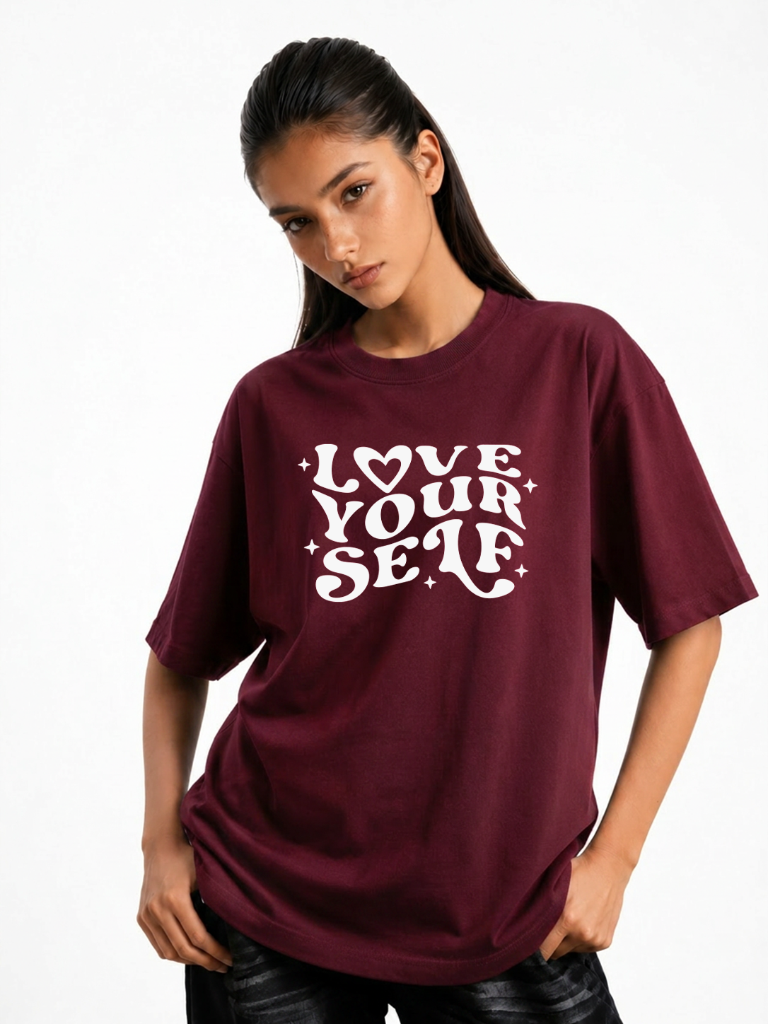 Women's Love Your Self Graphic Oversized T-Shirt