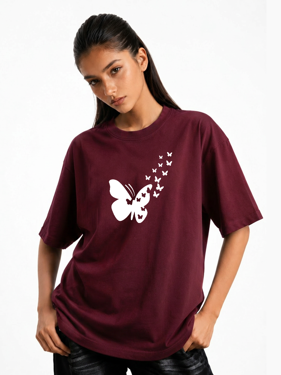 Women's Butterfly Graphic Oversized Tshirt