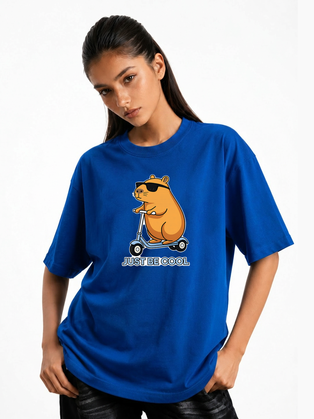 Women's Just Be Cool Graphic Oversized Tshirt
