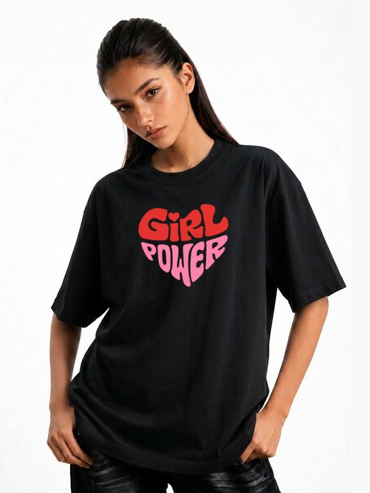 Wome's Girls Power Graphic Oversized T-Shirt
