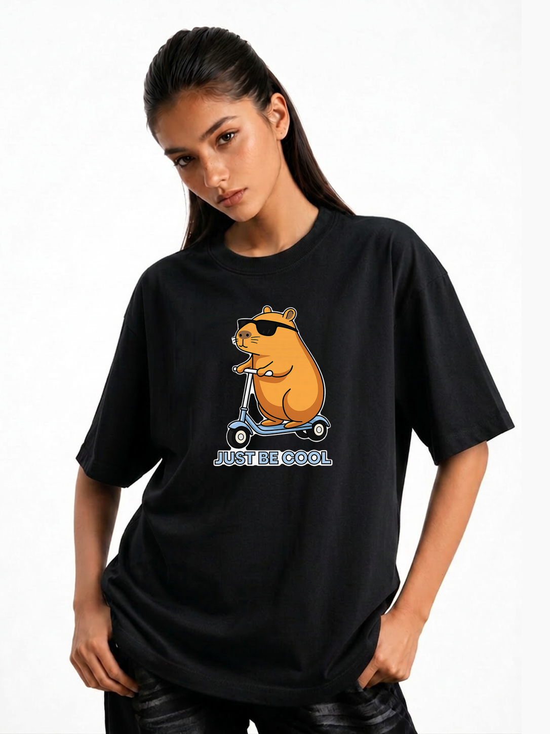 Women's Just Be Cool Graphic Oversized Tshirt