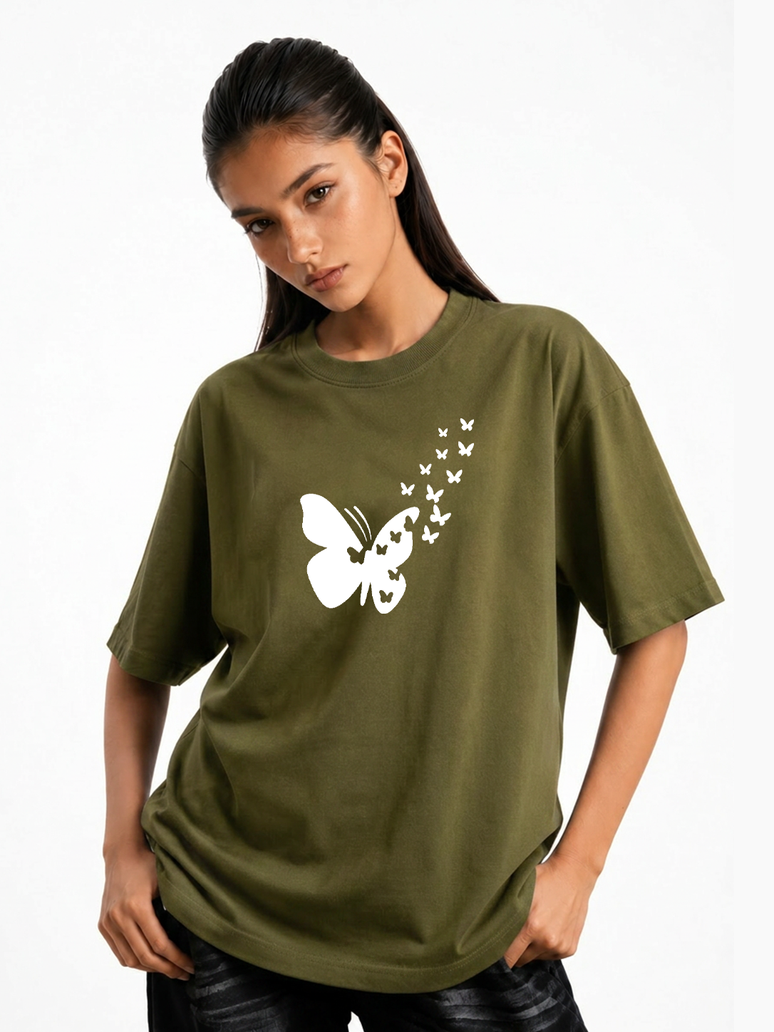 Women's Butterfly Graphic Oversized Tshirt