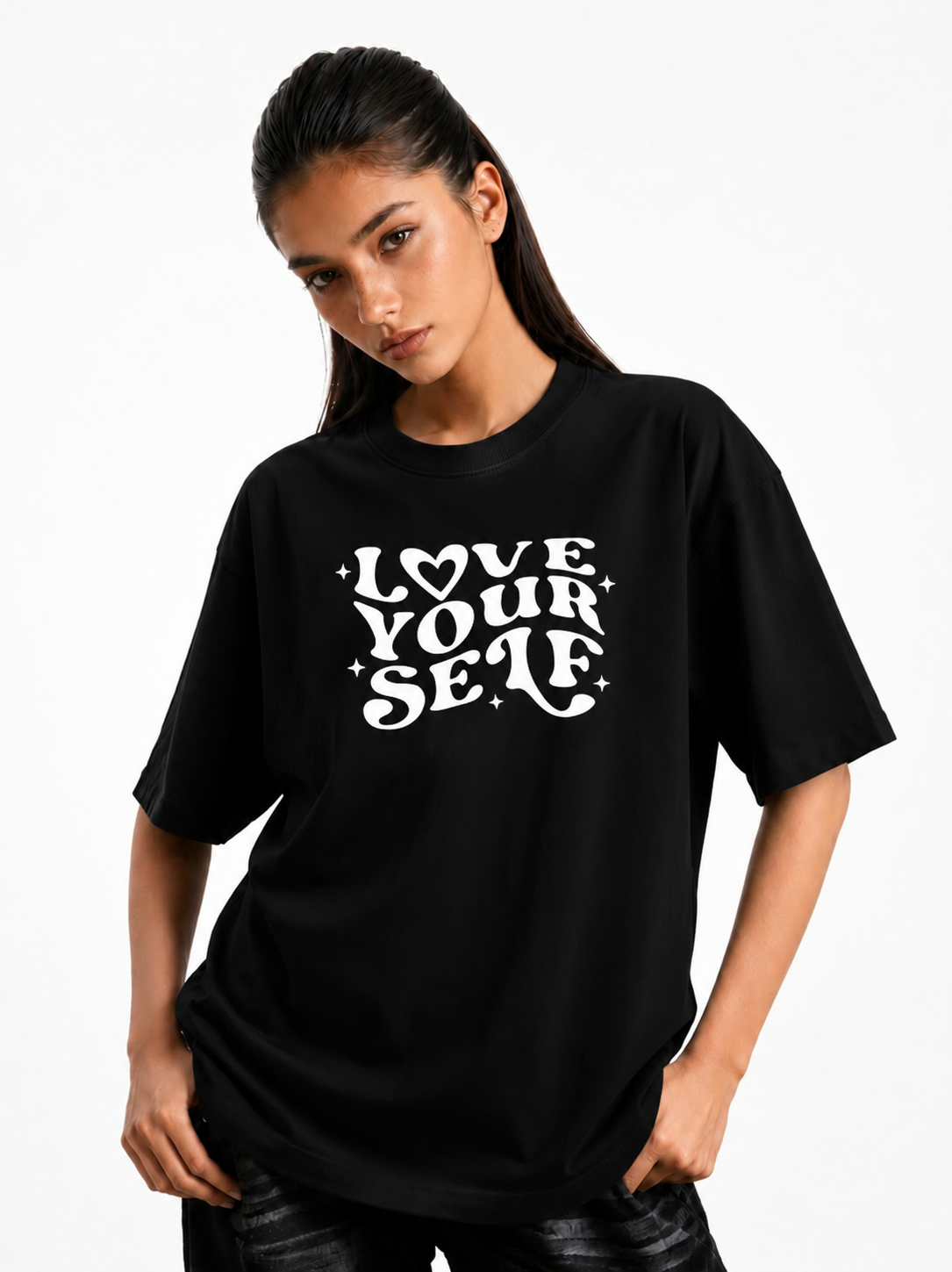Women's Love Your Self Graphic Oversized T-Shirt