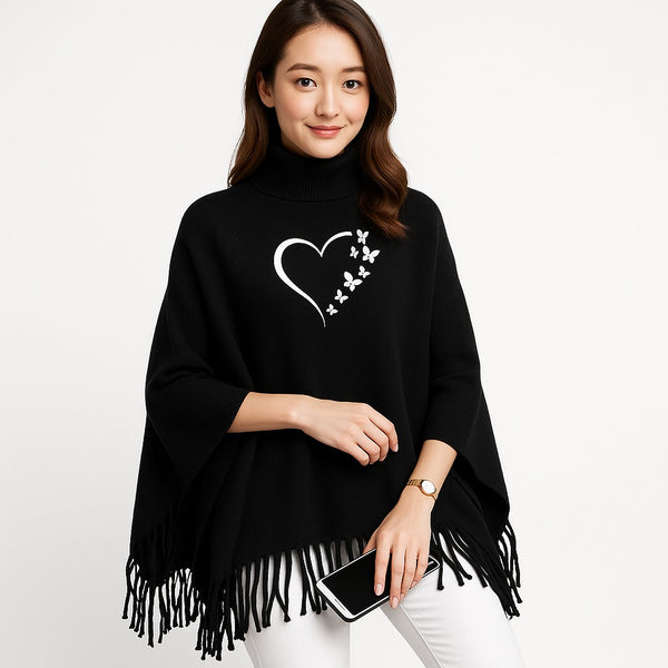 Butterfly Heart Fleece Poncho